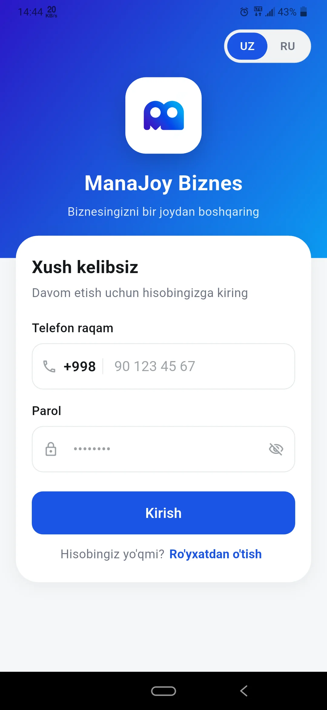 ManaJoy Biznes app — 1-rasm